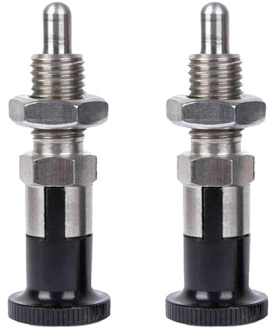 XINRUI 2 Stück Edelstahl-Federstößelstift M6 M8 M10 M12 M16 mit selbstsicherndem Knopf, einziehbarer Schnellverschluss-Sicherungsstift for Werkzeugkästen und mechanische Anwendungen(M10)