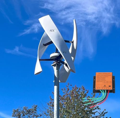 1000W Vertikale Windkraftanlage 12V 24V 48V,Keine Geräusche Windgenerator mit mppt Laderegler, Windturbine Windrad Stromerzeugung für Haus Industrielle Energieversorgung