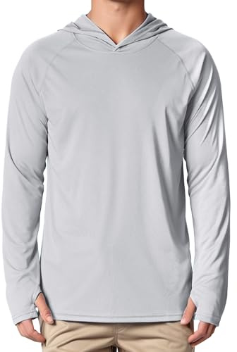 Peakwell Men's UPF 50+ Sun Protection Long Sleeve Hoodie Summer UV T-Shirts | UPF 50+, UV Protection, Lightweight, Quick Dry, Moisture Wicking, for Outdoor, Hiking, Running, Walking, Fishing, Camping