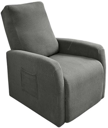 Highdi Stretchhusse für Relaxsessel Komplett Sesselschoner, Stretch Relaxsessel Bezüge Split-Typ 4 Stück - Jacquard Elastisch Sesselbezug für Fernsehsessel Liege Sessel (Grau)
