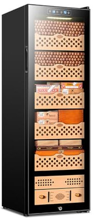 Elektrischer Zigarren-Humidor 138L mit Kühlung und Heizung, Feuchtigkeitskontrolle, leiser elektrischer Humidor für 1000 Zigarren, Schrank-Humidor mit Schubladen aus spanischem Zedernholz für Männer
