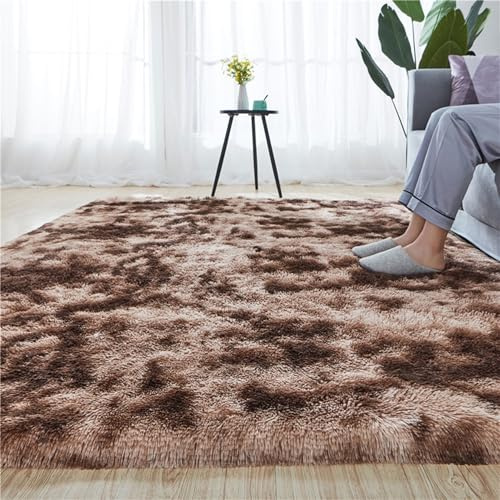 CHENMIAO Hochflor Wohnzimmer Teppich 130 x 300 cm Shaggy Flauschig Weich Hochflorteppich Langflor Teppich Pflegeleicht, Anti-Rutsch-Rückseite für Wohnzimmer, Schlafzimmer, Braun