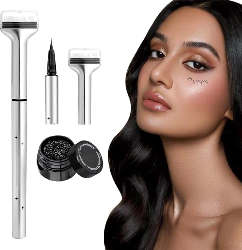 Fonyiunce Eyeliner Stempel (Mokkabraun), Lower Lash Stamp, 2 in 1 Lower Eyelash Stamp Set, Wiederverwendbar Lower Lash Stamp, Augen Make up Tools für Anfänger, Lower Lash Stamp für Make up Anfänger