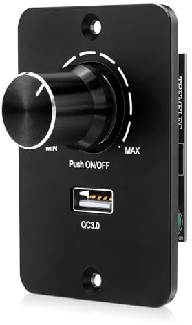 Dimmer DC 12 V PWM LED dimmer 12 V dimmer Pwm LED dimmer 12 V PWM dimmer LED 3 fili interruttore dimmer con ricarica rapida USB, strisce LED monocolore, per camper, barca, camion, roulotte