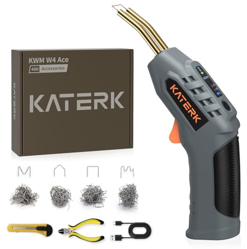 Katerk Soldador de Plástico 2 en 1 Kit,Soldador Laser Portatil con 400pcs Grapas,Varillas, Herramientas de Suavización,Pistola Soldar Plastico para Réparer les Pare-Chocs de Voiture et d'Autres Pièces