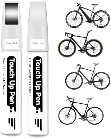 PARTS4EV Cast Black-Gloss Fahrradlack – Ausbesserungslack mit Klarlack für Specialized – Lackstift für Metall und Kunststoff – Hochdeckender Reparaturlack