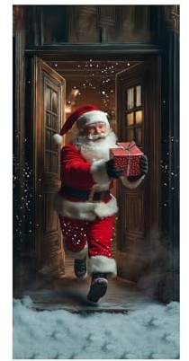 Generisch Decoración de fiesta para hombres, Santa, cubierta de puerta, tapiz decorativo, cortina de puerta para vacaciones, fiesta, tapiz, cubierta de puerta, decoración de Navidad, banderas de