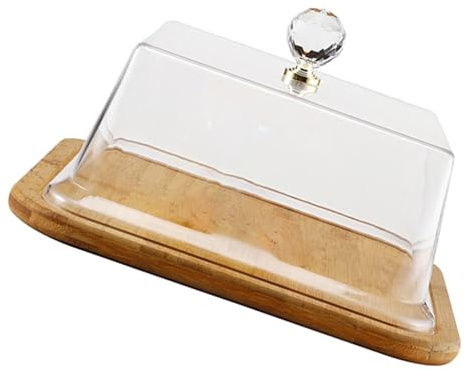 Présentoir à gâteau carré en bois avec couvercle en acrylique transparent pour fêtes et mariages