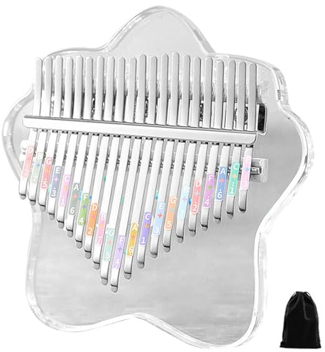 Piano de pulgar Kalimba acrílico de 21 teclas grabadas, 3 modos fáciles de tocar, sonido rico para principiantes y músicos