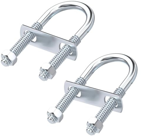Qrity 2 Piezas Perno en U, M6x16x36mm Sujetadores Redondos en Forma de U de Acero al Carbono Chapado en Zinc con Tuercas y Arandelas