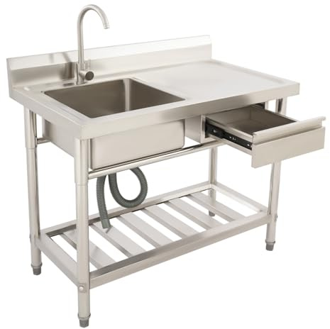 Edelstahl Spültisch 100x60cm mit 360° Armatur Wasserhahn Freistehend