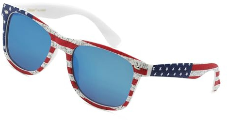 PolarSpex Lunettes de soleil polarisées pour homme et femme - Protection UV, durables et légères - Lunettes de soleil rétro pour la conduite, la pêche, Drapeau américain | Bleu glacier, Large