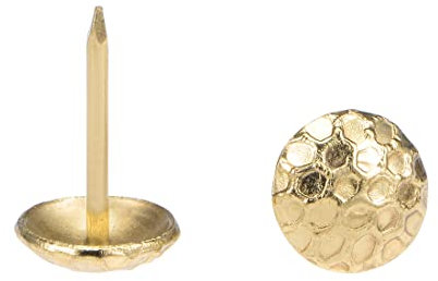 sourcing map Clou Tapissier Clou Ameublement Clou Meuble Punaise Pointe Tapissier Tapis Décoration 7/16-Pouce Tête Diamètre Rond Pouce Doré pour Sofa Dosserets 80 Pcs