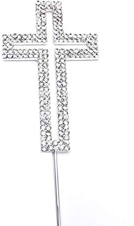 Words of Sparkles Décoration de gâteau Croix Anniversaire, Religieux, Baptême, Baptême, Dédication Église, Décoration de fête en Strass Argenté Diamants, Diamants - 1 pièce