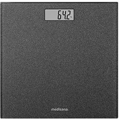 Medisana PS 500 digitale Personenwaage bis 180 kg, Badezimmerwaage aus Glas, Motivwaage, Step-On-Einschaltung in silber
