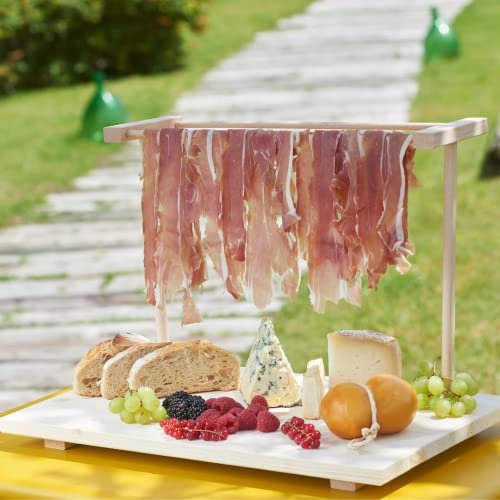 Mottinox - Vassoio Per Aperitivo in 100% Legno Di Faggio, Appendi Prosciutto, Smontabile, 37x49x27