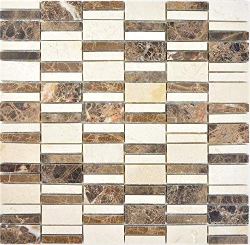 Marmor Mosaik Stein emperador dark cremarfil Mosaikfliese Wand Fliesenspiegel Küche Bad MOS88-1201_f