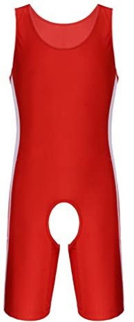iiniim Herren Body Zip Einteiler Herrenbody Männerbody Elastisches Overall Fitness Sportbody Unterhemd Unterwäsche M-XXL C Rot Ouvert L
