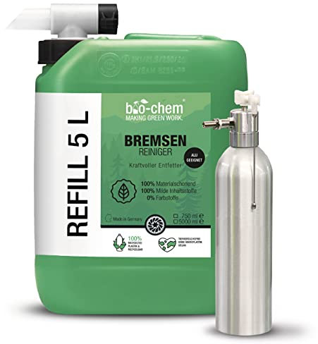 bio-chem – Nettoyant pour freins 5L + pulvérisateur à air comprimé – Entretien vélo, vtt, e-bike, moto, voiture – Nettoyant dégraissant système de freinage vélos de route, électrique