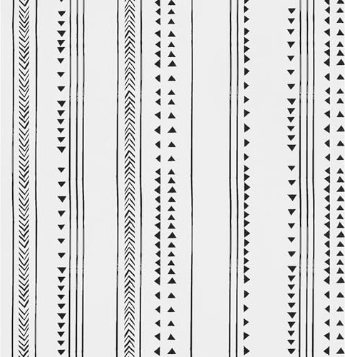 FENTIS Weiße und Schwarze Geometrische Tapete für Schlafzimmer zum Abziehen und Aufkleben Selbstklebende Streifen-Kontakt-Papierlinie Klebrige Rückseite Kunststoffrolle für Küche 44,5x500cm