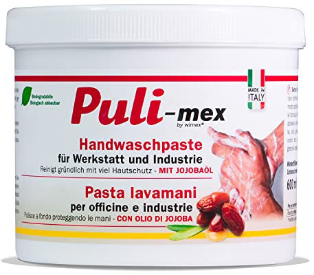 Bio-mex® Puli-mex pasta lavamani sgrassante con olio di jojoba - Uso professionale, officina e bricolage. Elimina grasso e unto. 600ml