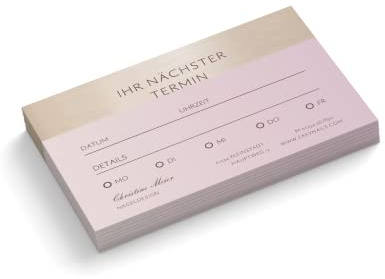Terminkarten personalisiert | Nageldesign | 1-seitig | Querformat | Menge + Farbe zur Auswahl | Terminzettel | nächster Termin | Nagelstudio | Fußpflege | Wellness | Kosmetik (Rosa, 250 Stück)