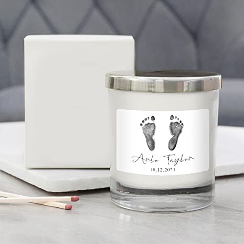 Personalised Baby Footprints Candle - Gifts for New Parents, Baby Showers, Christenings, Celebrate The Birth of a Child