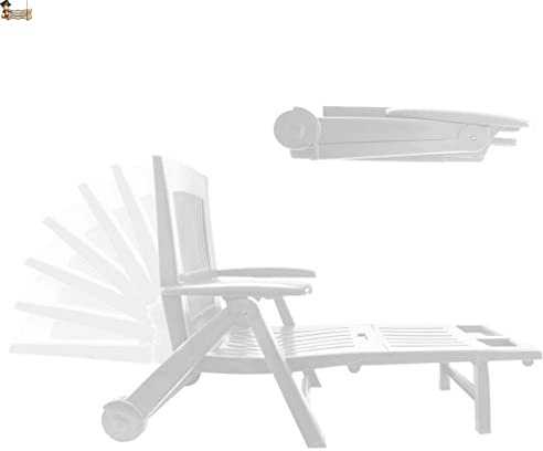 BricoLoco.com Tumbona Plegable con Ruedas para Playa, jardín, Interior o Exterior. Hamaca con Respaldo reclinable, Ruedas y reposabrazos. 72x195x101 cms. Color Blanco.
