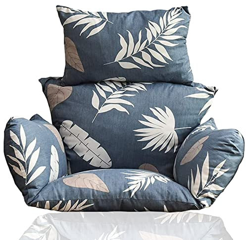 IMYOGI Ei-Stuhl-Kissen Outdoor-Hängematten-Stuhl-Kissen-Ersatz-waschbares Schaukel-Stuhl-Kissen, verdicken Patio-Hänge-Ei-Stuhl-Auflage-Garten-Hängekorb-Stuhl S (Farbe: graue Blätter)