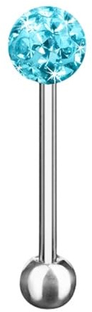 Piersando Zungenpiercing Chirurgenstahl 316L – Barbell Stab mit Epoxy Ferido Kristallkugel – Geeignet für Zunge, Tragus, Helix & Intim