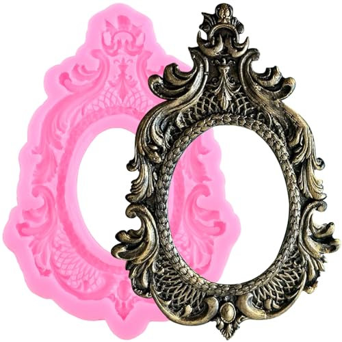 YIHUOMOLDS Silikonform für Barock-Bilderrahmen, Fondantform, Vintage-Rahmen, Süßigkeitenform, Relief, Blumenform, filigrane Form für Kuchendekoration, Cupcake-Topper, Schokolade, Gummipaste,