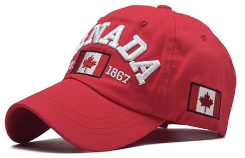 Baseballkappe für Herren, Kanada, modisch, Trend, klassische Baumwolle, Outdoor-Kappe, Unisex, Geschenke für Männer und Frauen, Rot/Ausflug, einfarbig (Getaway Solids), L