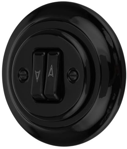 Unterputz Porzellan Retro Jalousietaster, Rolladentaster, All-in-One, Serie PR1 schwarz