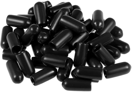 TA-VIGOR 50Pcs Rubber End Caps 6mm ID Flexible Round Thread Protectors | Black Vinyl Flexible Bolt Covers End for Screws, Bolts, Tubes, Cables And Wires