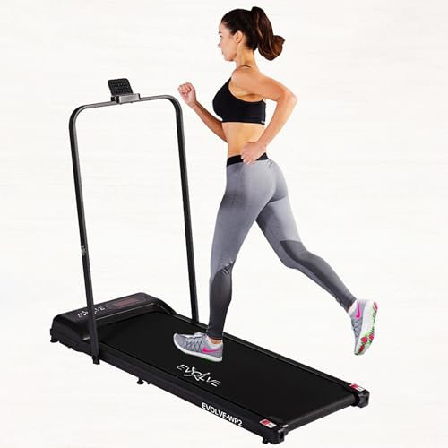EVOLVE Walking Pad with handle – foldable under desk treadmill and incline, 2.5HP motor, LED display, Bluetooth. Perfect walking pad for home office. Quiet & space-saving.treadmills for home foldable