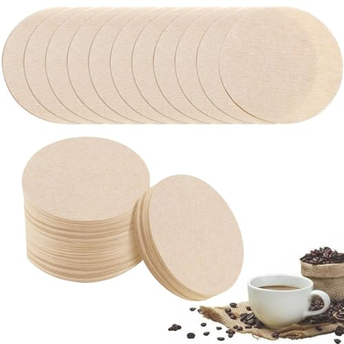 600PCS Unbleached Natural Paper, 6.4x6.4 cm Natural Round Filter Papers, Coffee Filters Round Replacement Compatible with Aerobie Aeropress Coffee and Espresso Makers - (Brown)