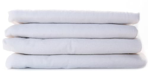 FENSILO Moltonhanddukar | 80 x 80 cm | 4-pack flanellblöjor av 100 % bomull, moltonblöja, dregellappar, baby, spottduk, flanell, moltonduk, unisex, dregellappar, för pojkar eller flickor, wit 07