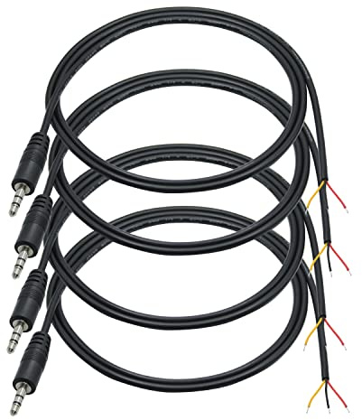 Confezione da 4 cavi da jack maschio da 3,5 mm a estremità aperta, 90 cm, TRS 3 poli maschio da 1/8 maschio a cavo nudo, cavo audio di ricambio, per connettore maschio a femmina, cavo audio
