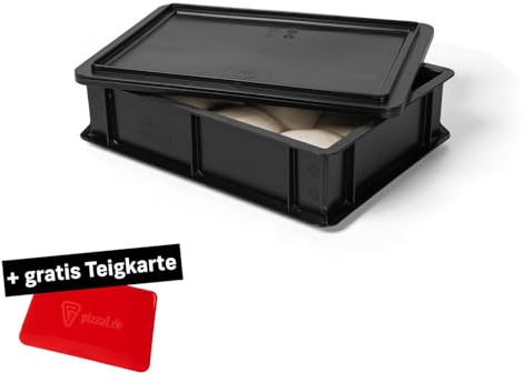 FUMOSA ital. Pizzaballen-Box Set »Home« farbig (40x30x10) | Pizzateig | Teigwanne | Gärbox | Teigbox | + gratis Teigkarte (Schwarz)