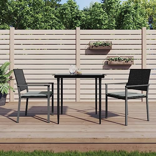 Sufrk Gartenstühle mit Kissen GartenstüHle Gartensessel Outdoor Garten StüHle Terassenstuhl 2 STK. Schwarz 54x62,5x89cm Poly Rattan