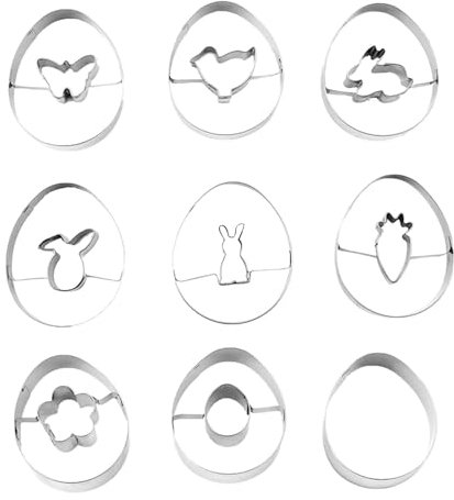9 Pieces Cookie Cutter,Double Layer Stainless Steel Dough Cutter Fondant Molds Bunny Cookie Cutter Kitchen Baking Tool, Easter Fondant Mold Holiday Cookie Cutters for Cake Baking Decoration