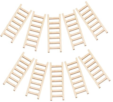 VILLCASE Diy Mini Ladder for Dollhouse Miniature Craft Accessory Wooden Step Ladder for Fairy Garden