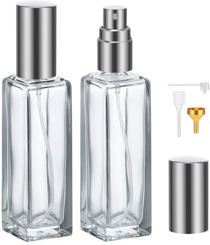 Segus Perfume Bottle Refillable Spray, 2 Pcs 20ml Aftershave Travel Bottle, Empty Glass Perfume Spray Bottles, for Purse, Handbag, Pocket and Luggage (Grey)