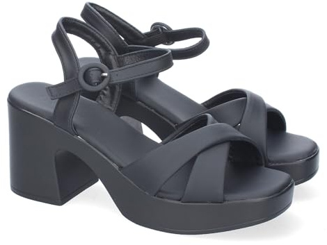 shoes&blues.es Sandalia de Tacon para Mujer Comodas y Elegantes, Diseno Moderno con Tiras Cruzadas en la Pala con Cierre de Hebilla, Ideales para Primavera-Verano.