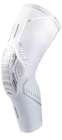 RONAN. Ginocchiere di protezione sportive, cuscinetti in gel di precisione per il ginocchio, manica per fissaggio alla gamba per basket, pallavolo, calcio a 5, ecc. (Bianco, Small)