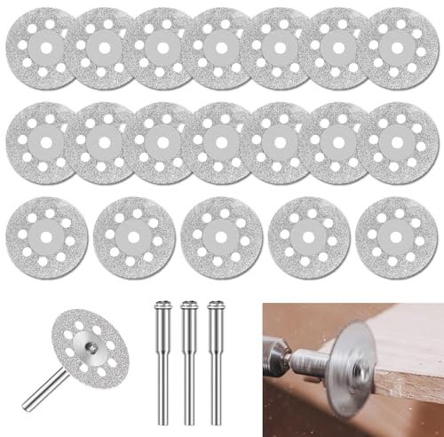 20 Pezzi Mini Dischi da Taglio Diamantati per Dremel, 22mm Disco Diamantato | per Tagliare Piastrelle, Vetro, Pietra, Ceramica