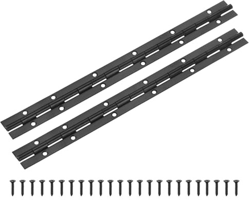M METERXITY 2-Pack Piano Hinges, 16 Inch / 400mm Stainless Steel Continuous Piano Hinge with Holes and Screws for Cabinets Door/Storage Box [1.2X 0.06/ 30x 1.5mm Open Width Thick, Black]