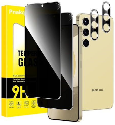 Pnakqil Privacy Pellicola Protettiva per Samsung Galaxy S24+/S24 Plus 5G con Protezione Fotocamera Schermo Anti-Spy Vetro Temperato Screen Protector Vetrino Protettivo Angolo Anti Spia 28°,2+2 Pezzi