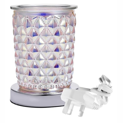 DICIMI Diamond-Cut Crystal Electric Wax Melt Warmer - Touch Control 3 Heat Settings, Flameless Wax Burner for Home Fragrance, Aroma Oil Burner with Removable Tray, Luxury Gift (Crystal Clear)