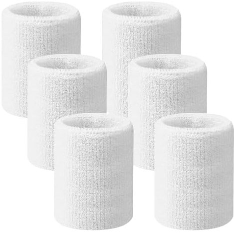 Qianyu 6 PCS Sports Wristbands Tennis Sweatbands Absorbent Gymnastics Sweat Band Elastic Athletic Wrist Bands Breathable 3 Inch Wristband for Basketball Football Running Working Out Men Women